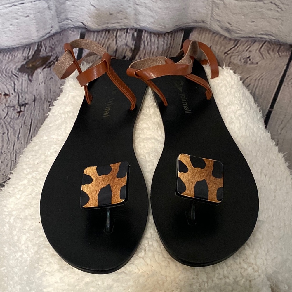 Jolimall Women’s Wrap Leopard Sandals…Sz 7